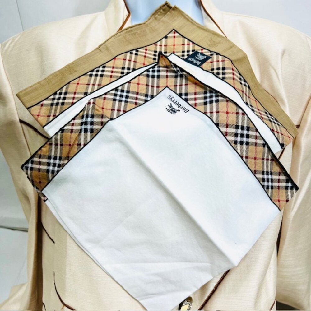 New Men/Women  BURBERRY Handkerchief Nova Check Set of Two 17"-19" 100％Cotton(31 - Picture 13 of 15